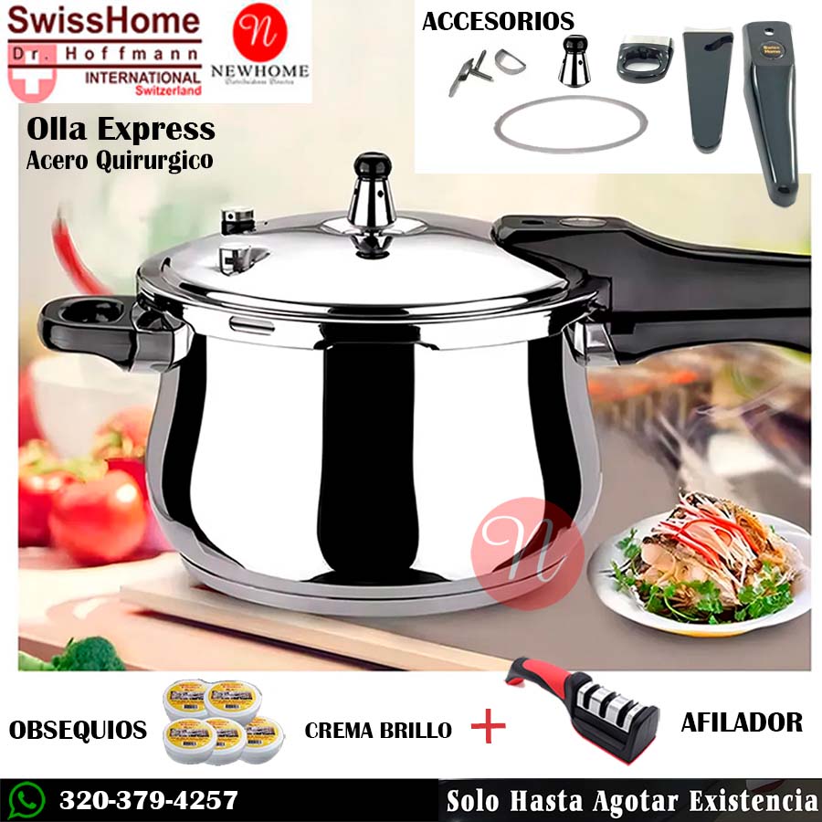 OLLA EXPRESS de 5.5 LITROS EN ACERO INOXIDABLE QUIRÚRGICO + OBSEQUIOS DE LUJO.