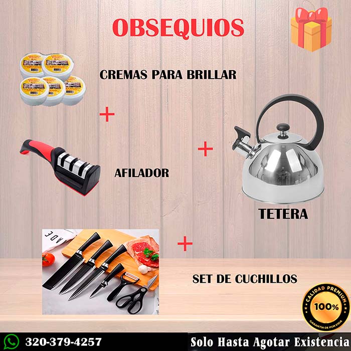 BATERIA EN ACERO INOXIDABLE QUIRÚRGICO + OBSEQUIOS DE LUJO
