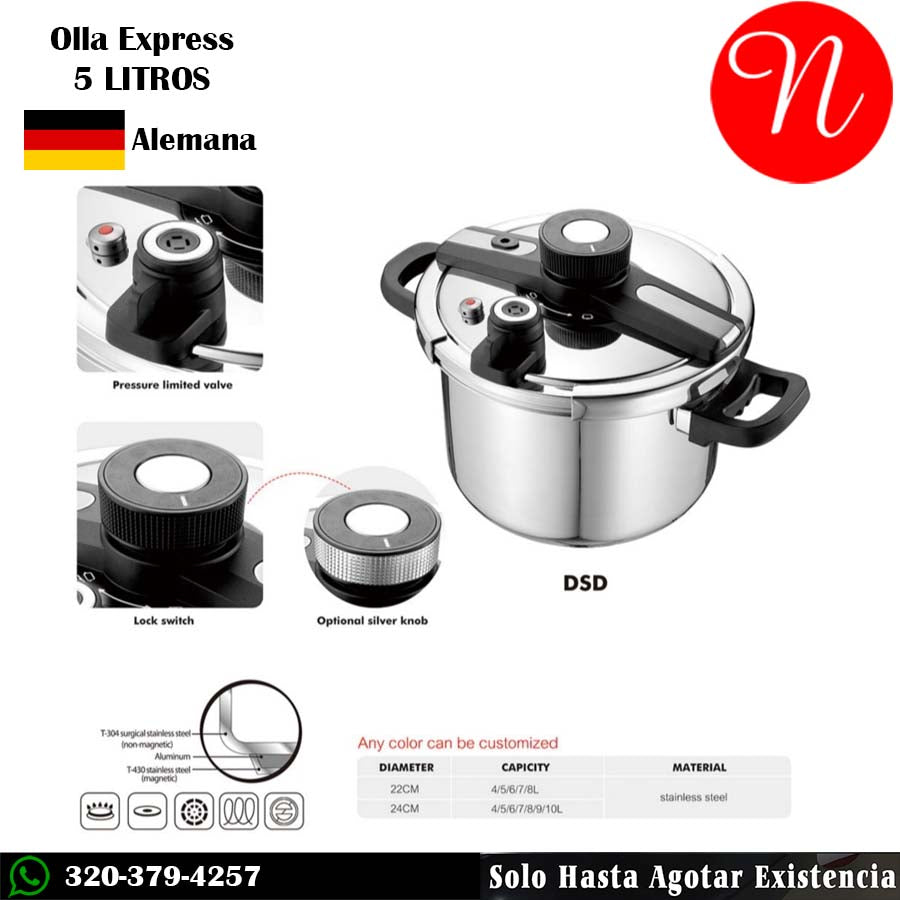 Olla Express de 5 Litros Maison Cook  Alemana