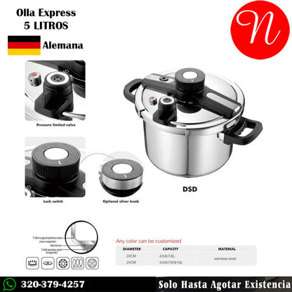 Olla Express de 5 Litros Maison Cook  Alemana