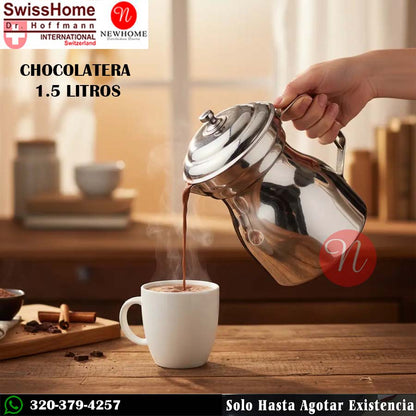 Chocolatera de 1.5 Litros Swisshome EN ACERO INOXIDABLE QUIRÚRGICO