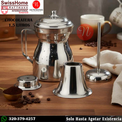 Chocolatera de 1.5 Litros Swisshome EN ACERO INOXIDABLE QUIRÚRGICO