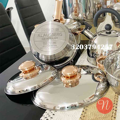 BATERIA EN ACERO INOXIDABLE QUIRÚRGICO ORO+ OBSEQUIOS DE LUJO